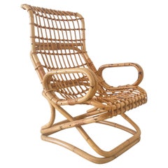 Poltrona italiana in rattan, 1960 circa