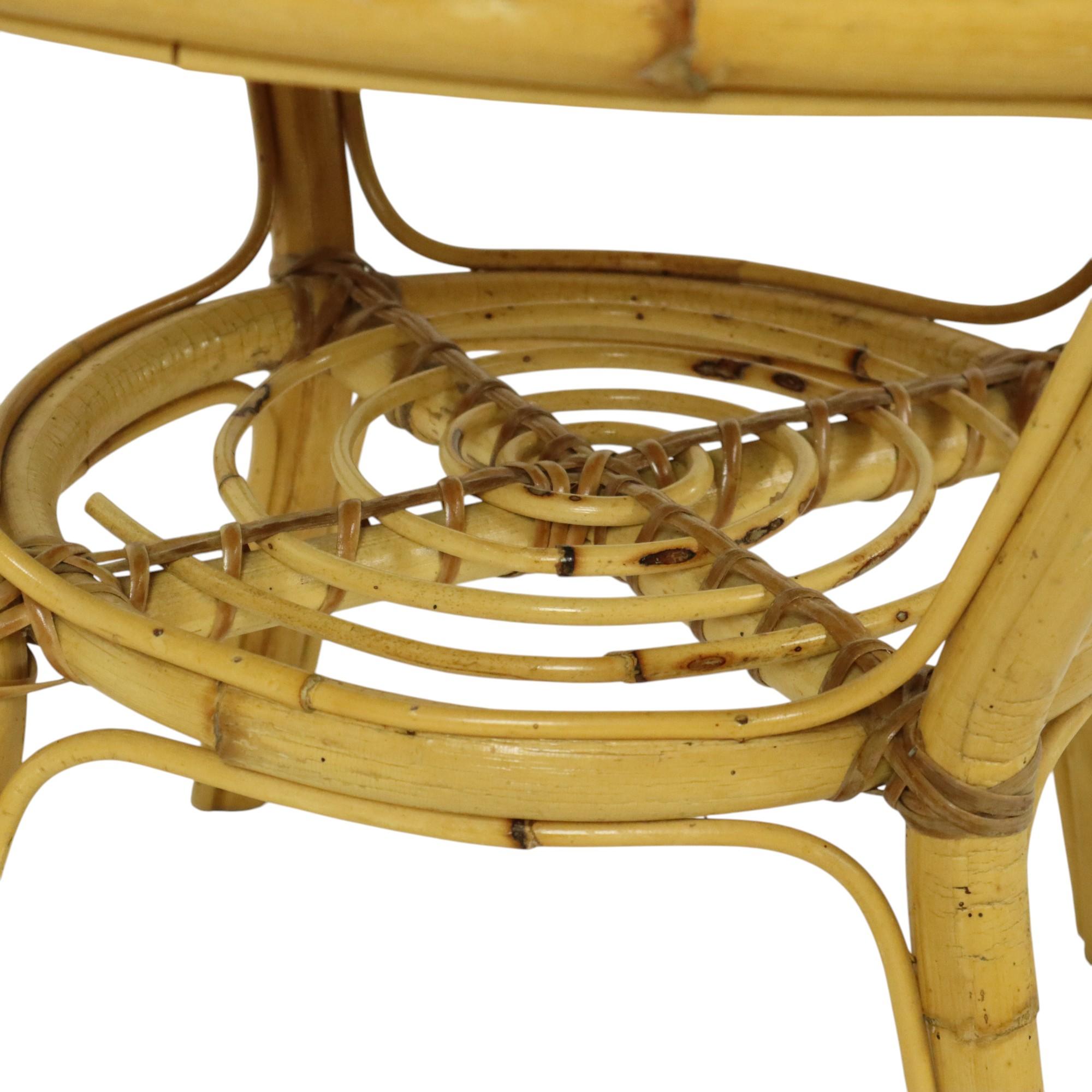 Italian Rattan Armchair French Riviera Boho Style Side Table In Good Condition For Sale In Poperinge, BE