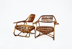 Poltrone italiane in rattan, anni '60, set di 2