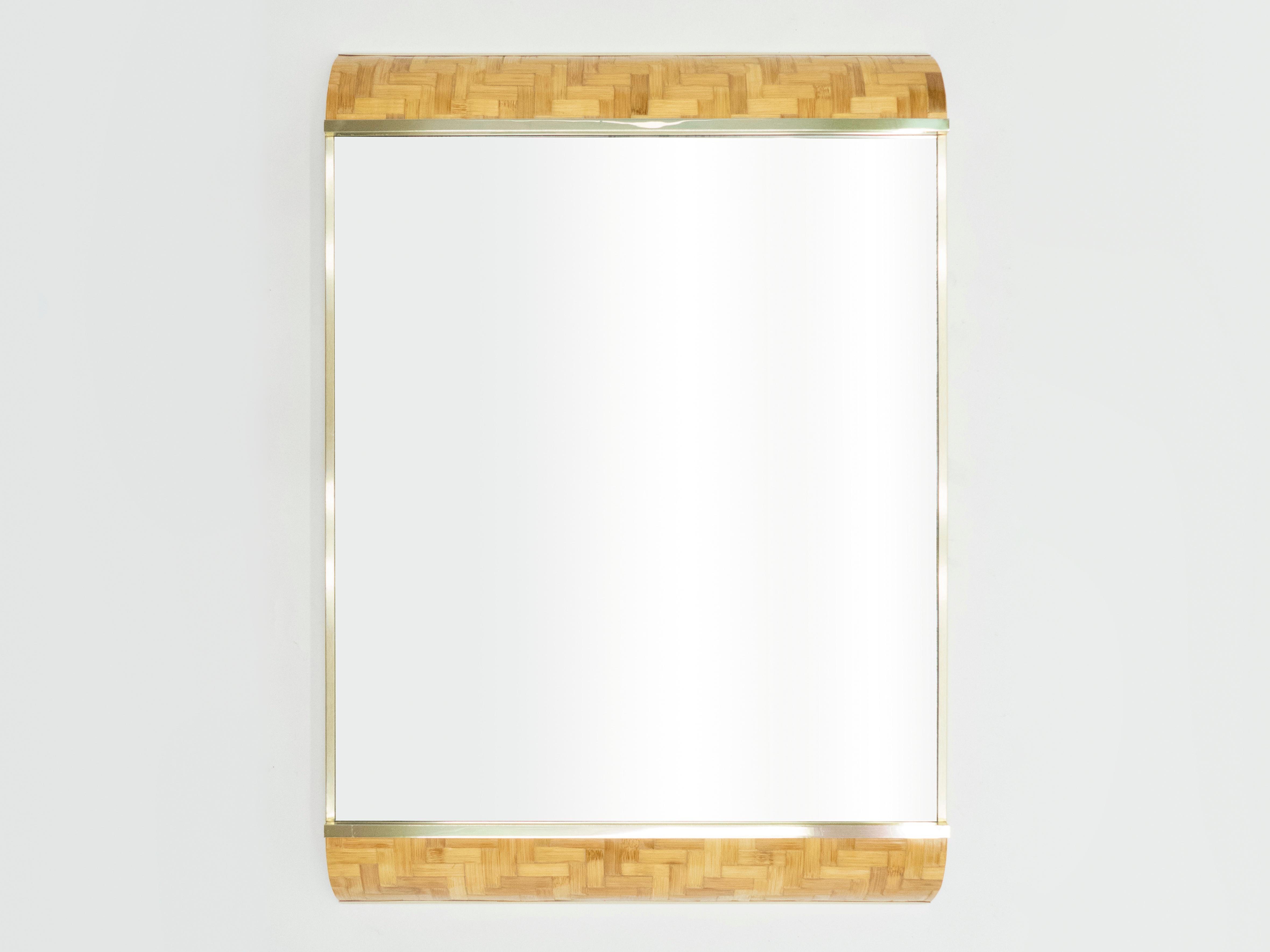 Italian Rattan Bamboo and Brass Mirror by Dal Vera, 1970s In Good Condition In Paris, IDF