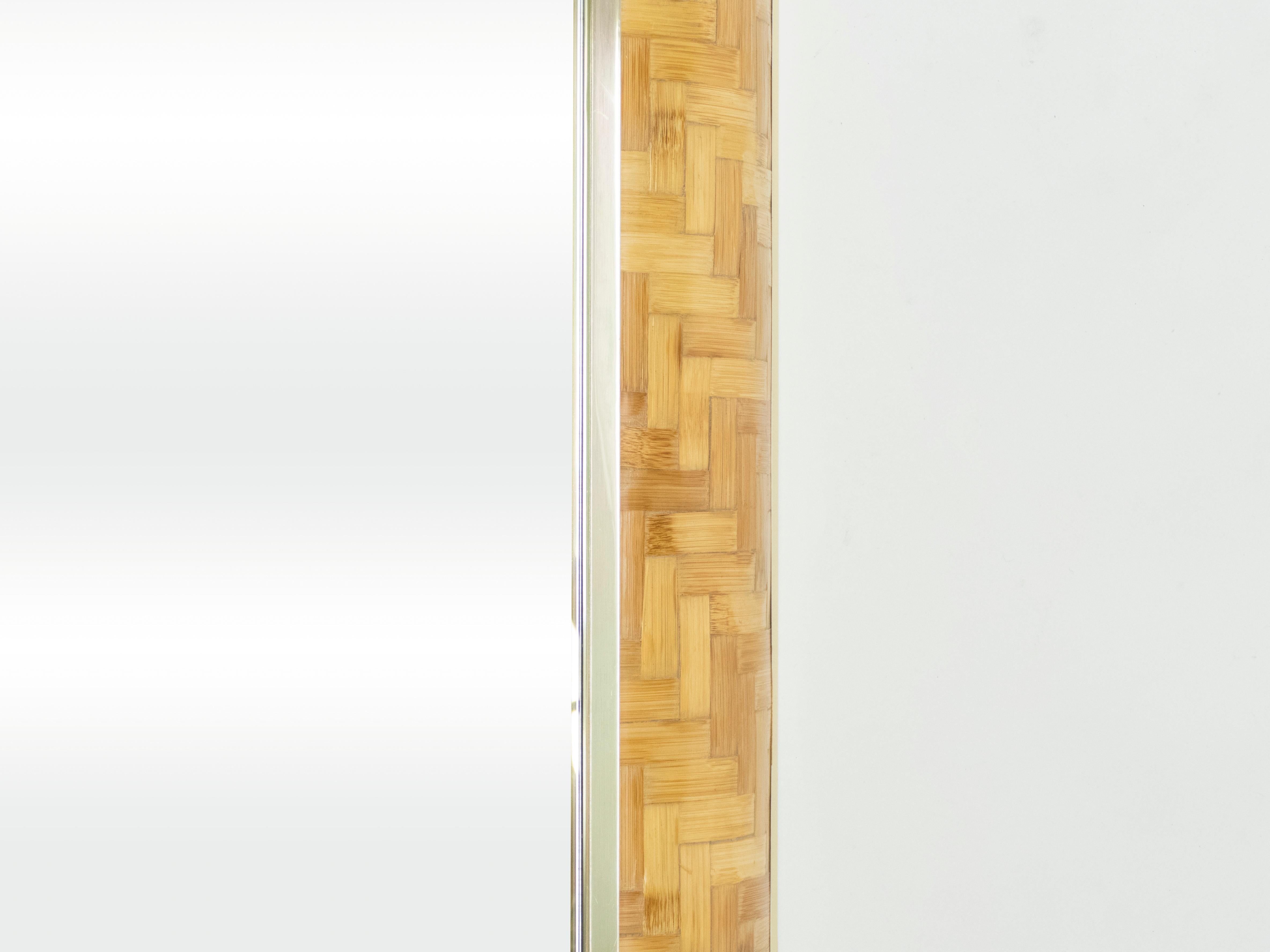Italian Rattan Bamboo and Brass Mirror by Dal Vera, 1970s 2
