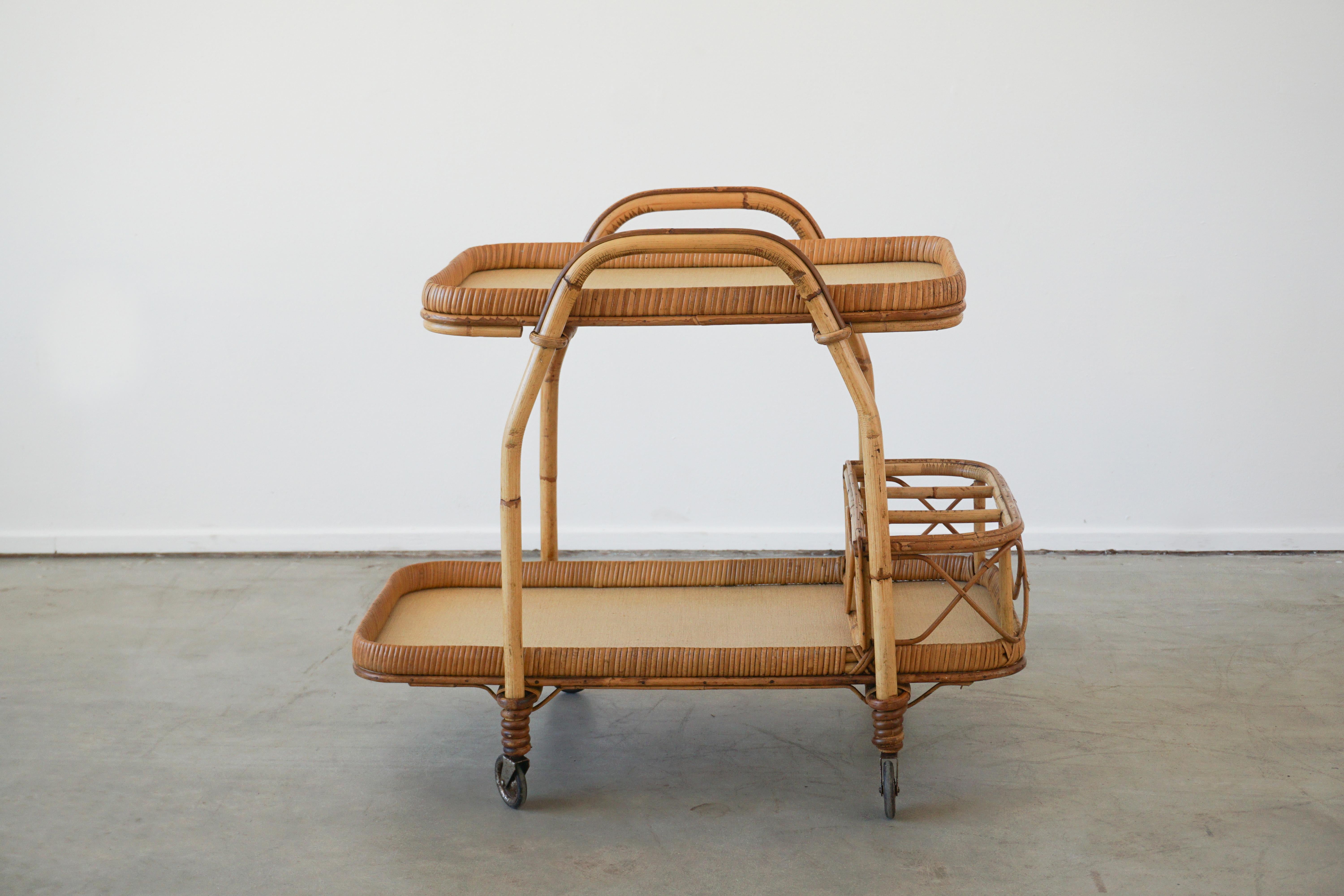 Italian Rattan Bar Cart 2