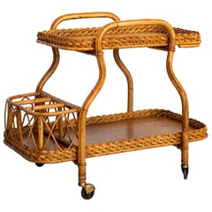 Vintage Italian Rattan Bar Cart