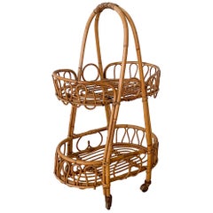 Italian Rattan Bar Cart