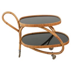 Italian Rattan Bar Cart