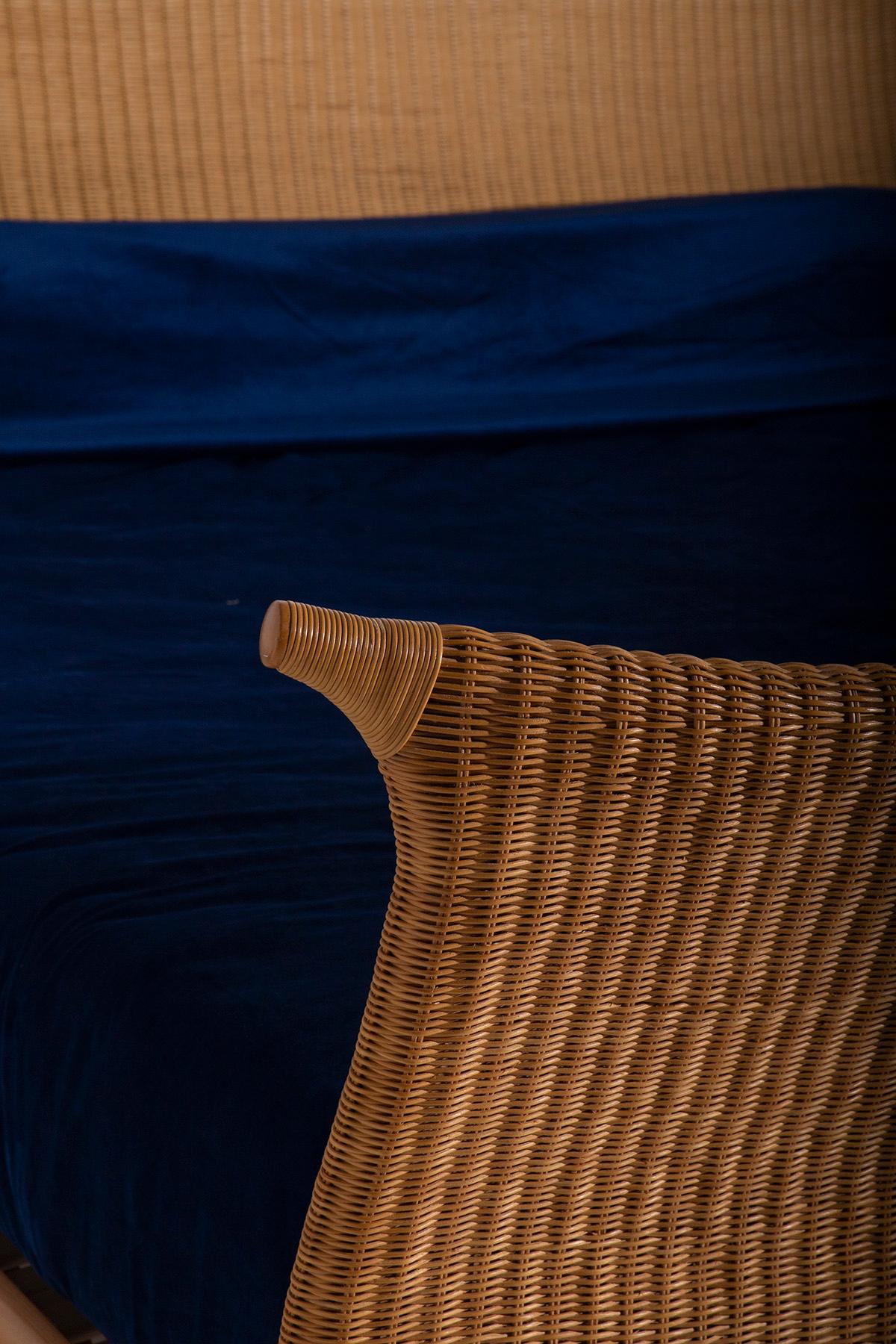 Italian rattan bed by PierAntonio Bonacina, with label For Sale 5