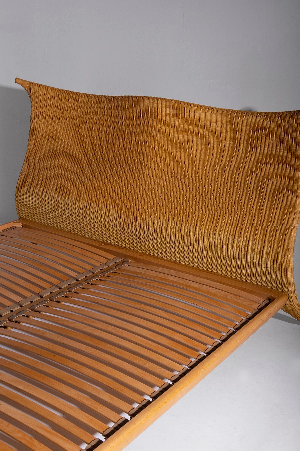 Italian rattan bed by PierAntonio Bonacina, with label For Sale 12