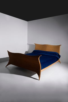 Italian rattan bed by PierAntonio Bonacina, with label