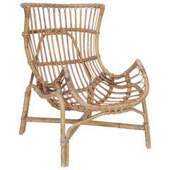 Italian Rattan Chair Designed by Gio Ponti for Bonacina