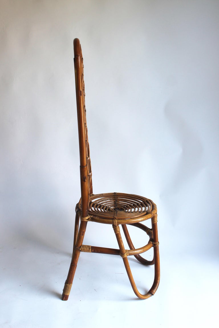 Italian Rattan Chair in the Style of Gabriella Crespi at 1stDibs