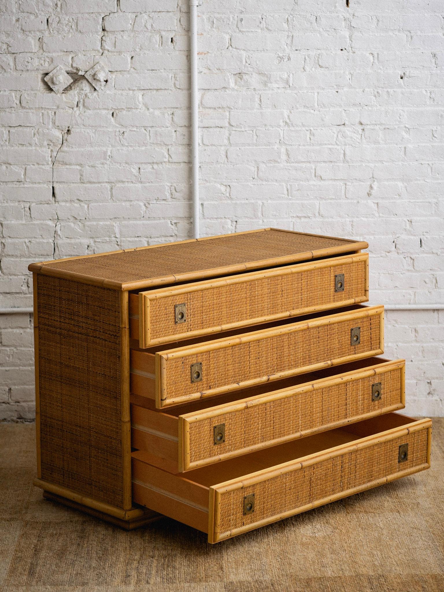 Campaign Italian Rattan Chest of Drawers by Dal Vera