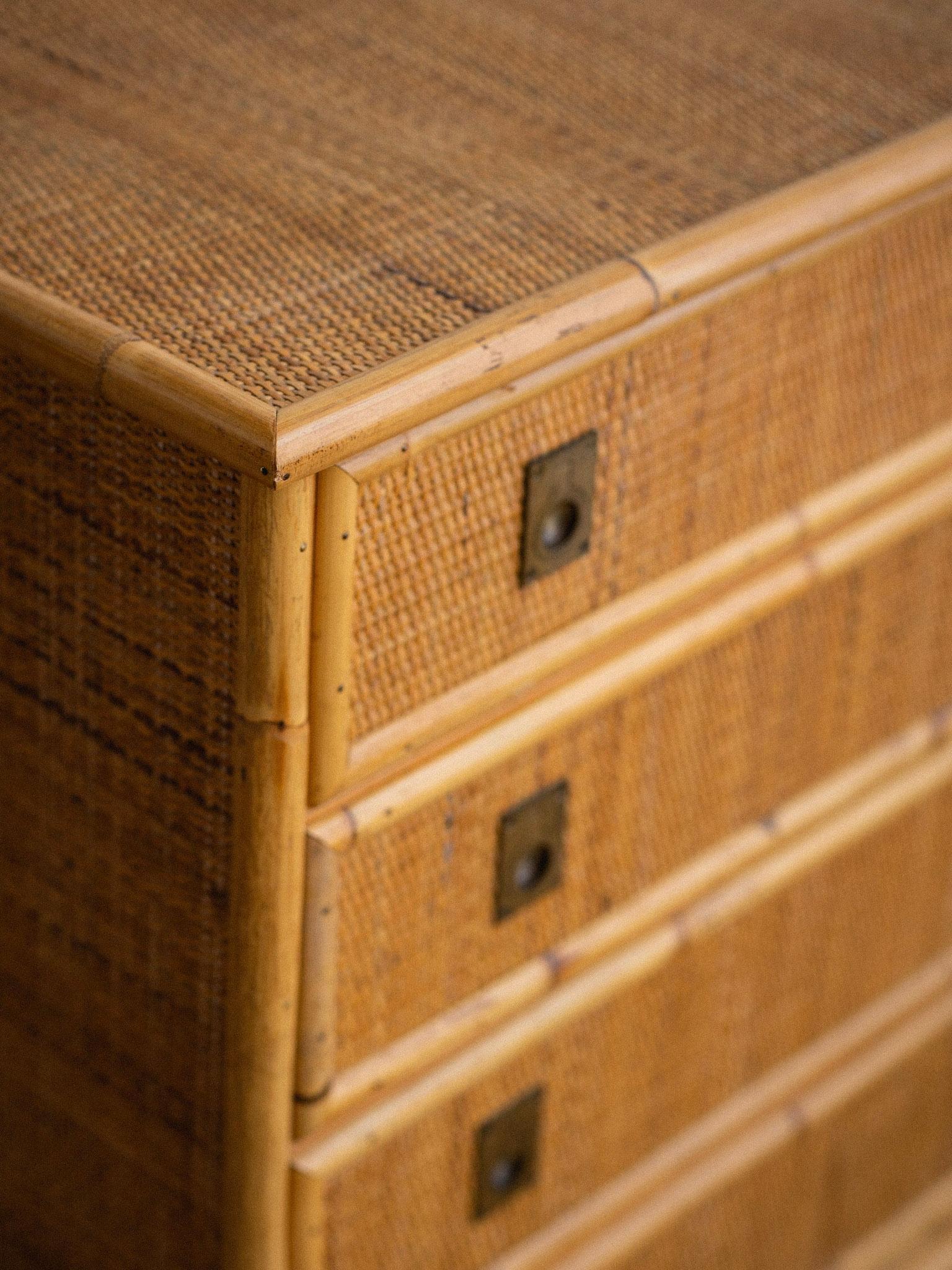 20th Century Italian Rattan Chest of Drawers by Dal Vera