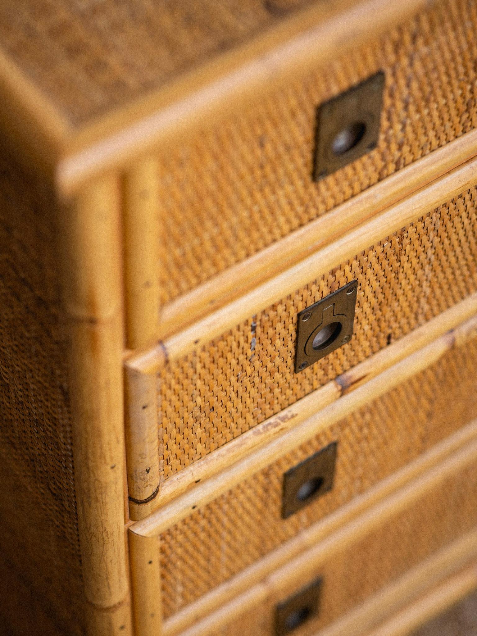 Italian Rattan Chest of Drawers by Dal Vera 1