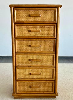 Italian rattan chest of drawers dating from the 1970s