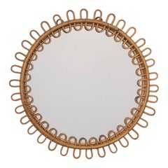 Italian Rattan Circular Loop Mirror