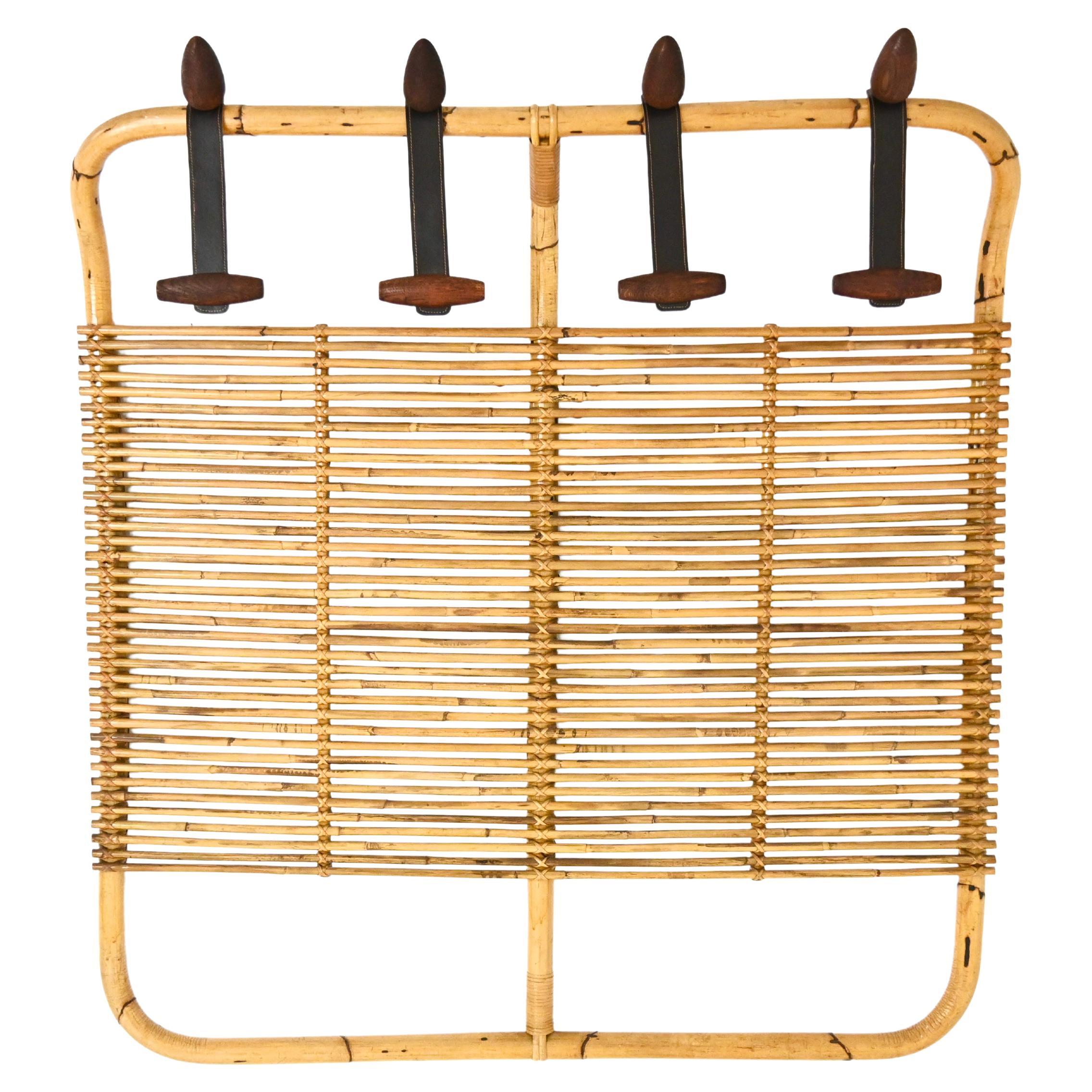 Italian Rattan Coat Rack, 1960s