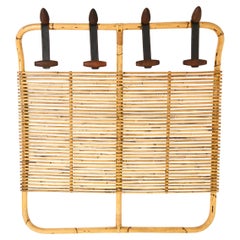 Vintage Italian Rattan Coat Rack, 1960s