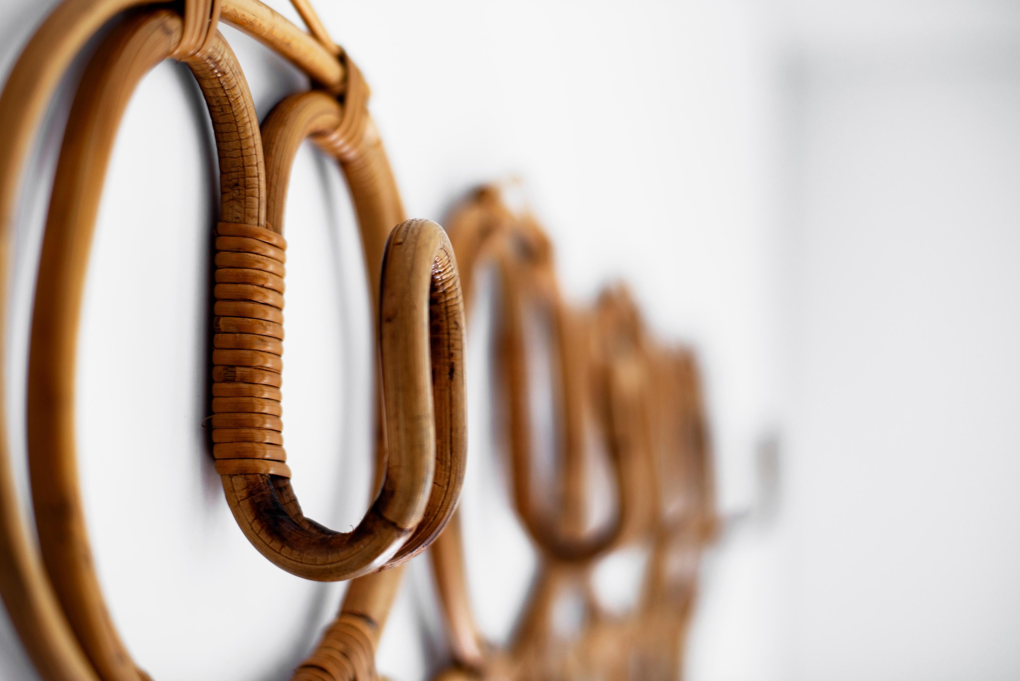 Italian Rattan Coat Rack by Bonacina 1