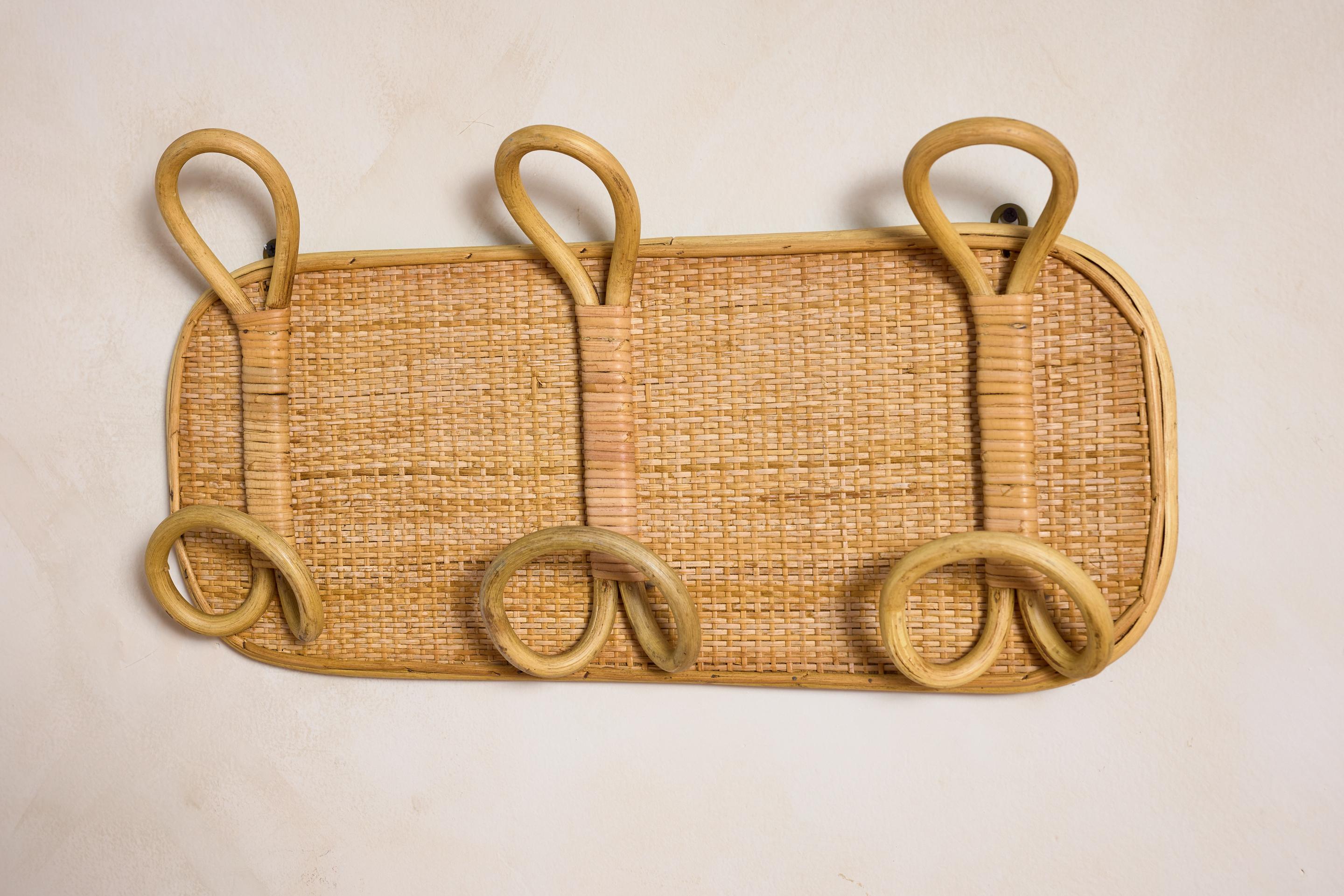 Italian Rattan Coat Rack For Sale 1
