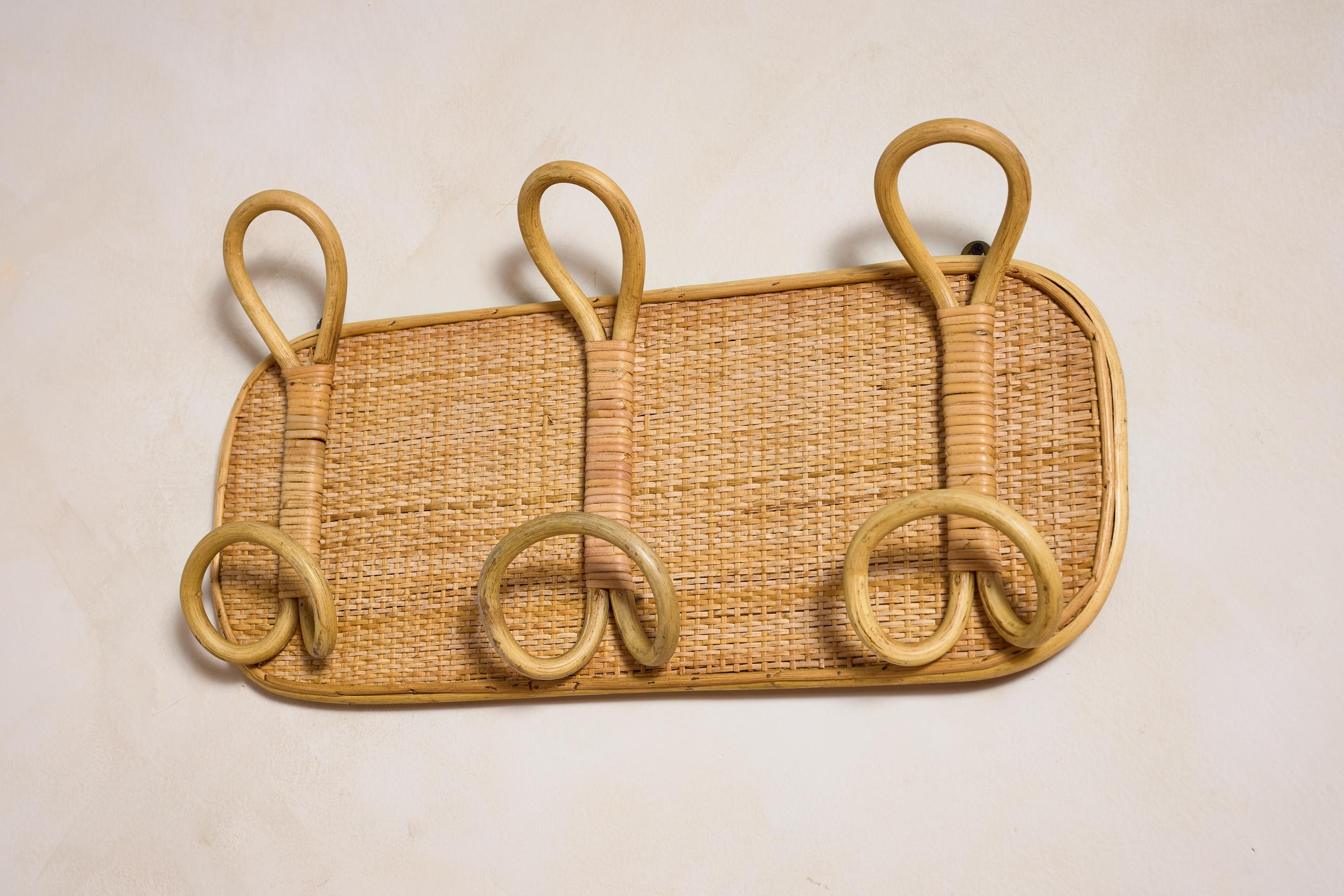Italian Rattan Coat Rack For Sale 2