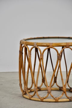 Italian Rattan Coffee Table, 1970s