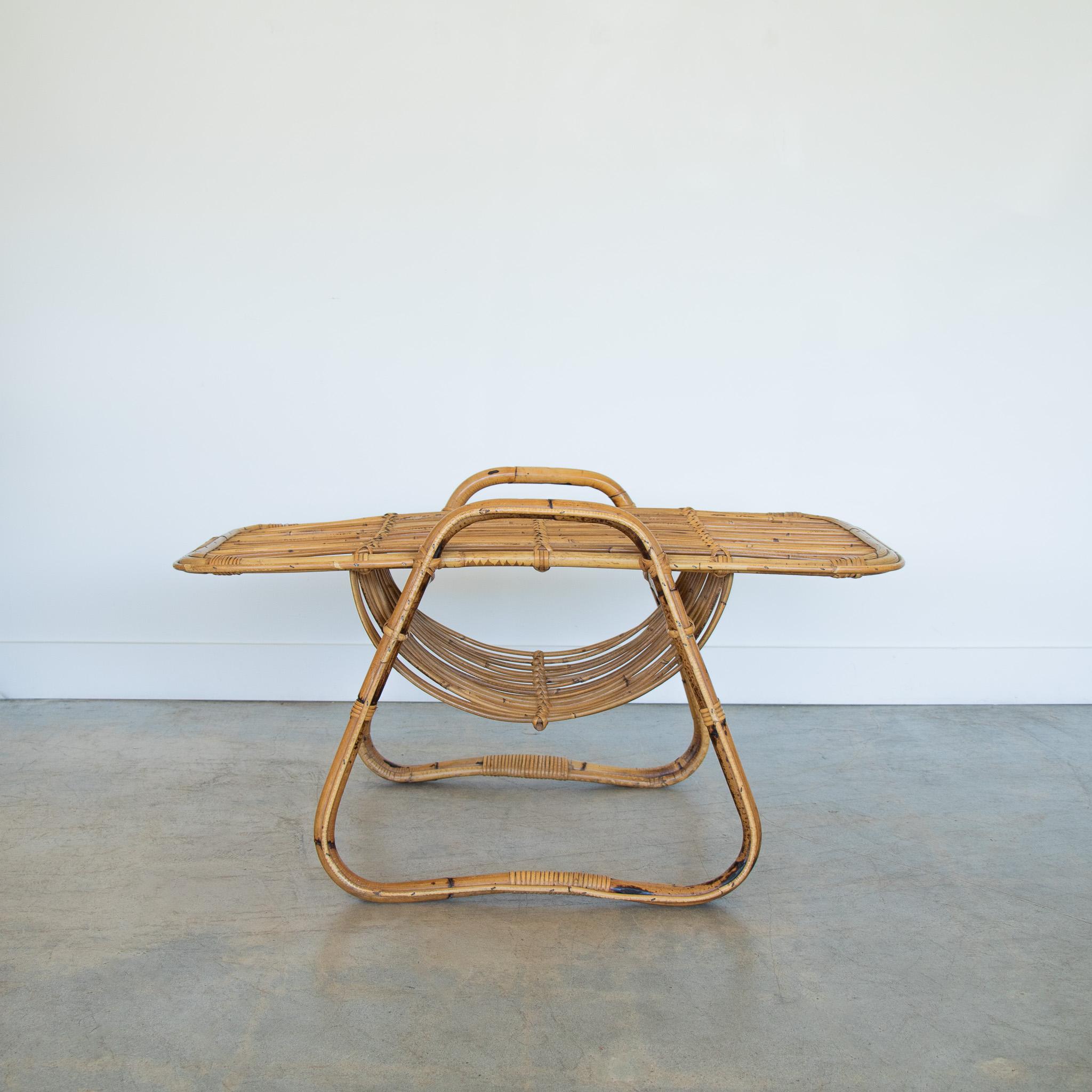 Italian Rattan Coffee Table In Good Condition In Los Angeles, CA