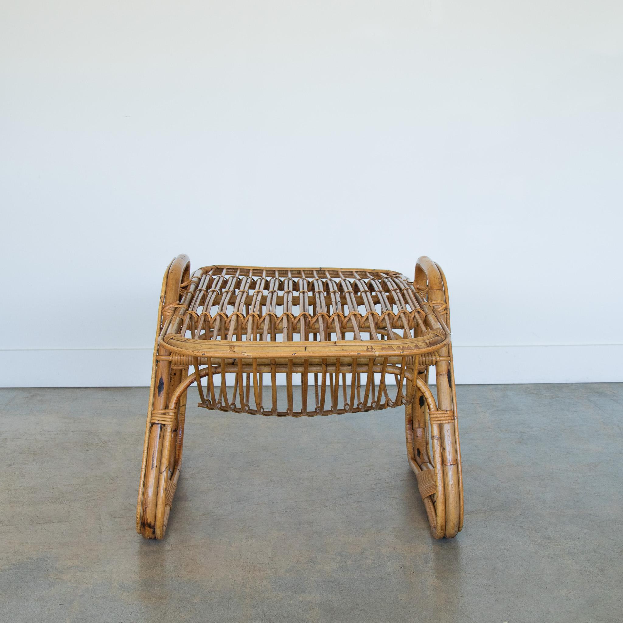 20th Century Italian Rattan Coffee Table