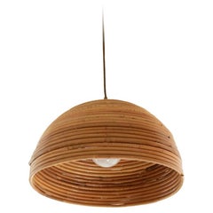 Italian Rattan Dome Pendant Light