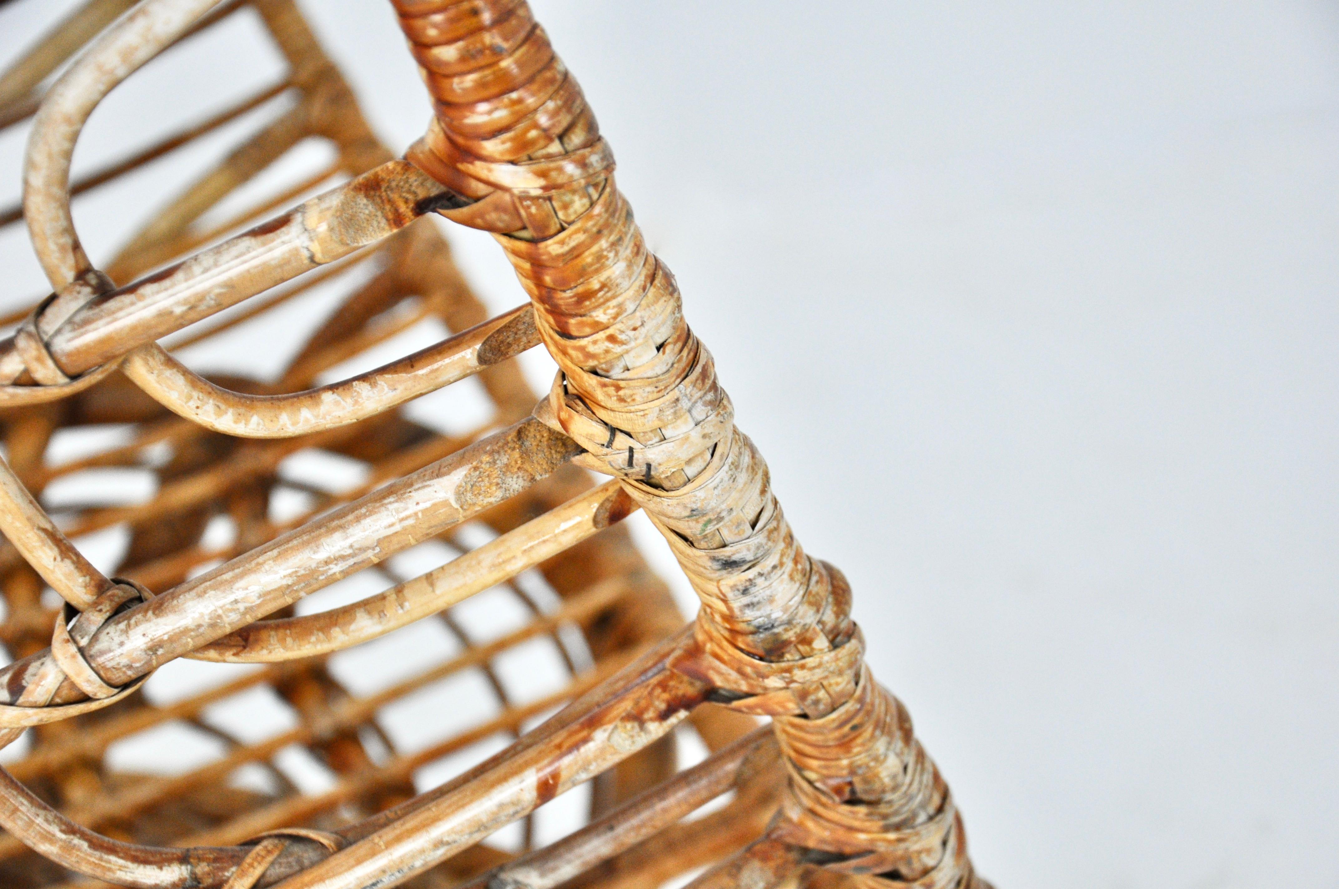 Italian Rattan Egg Chair, 1960s For Sale 2