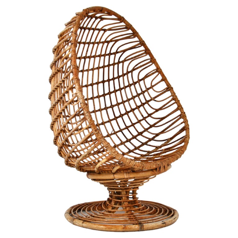 Italian Rattan Egg Chair, 1960s For Sale at 1stDibs