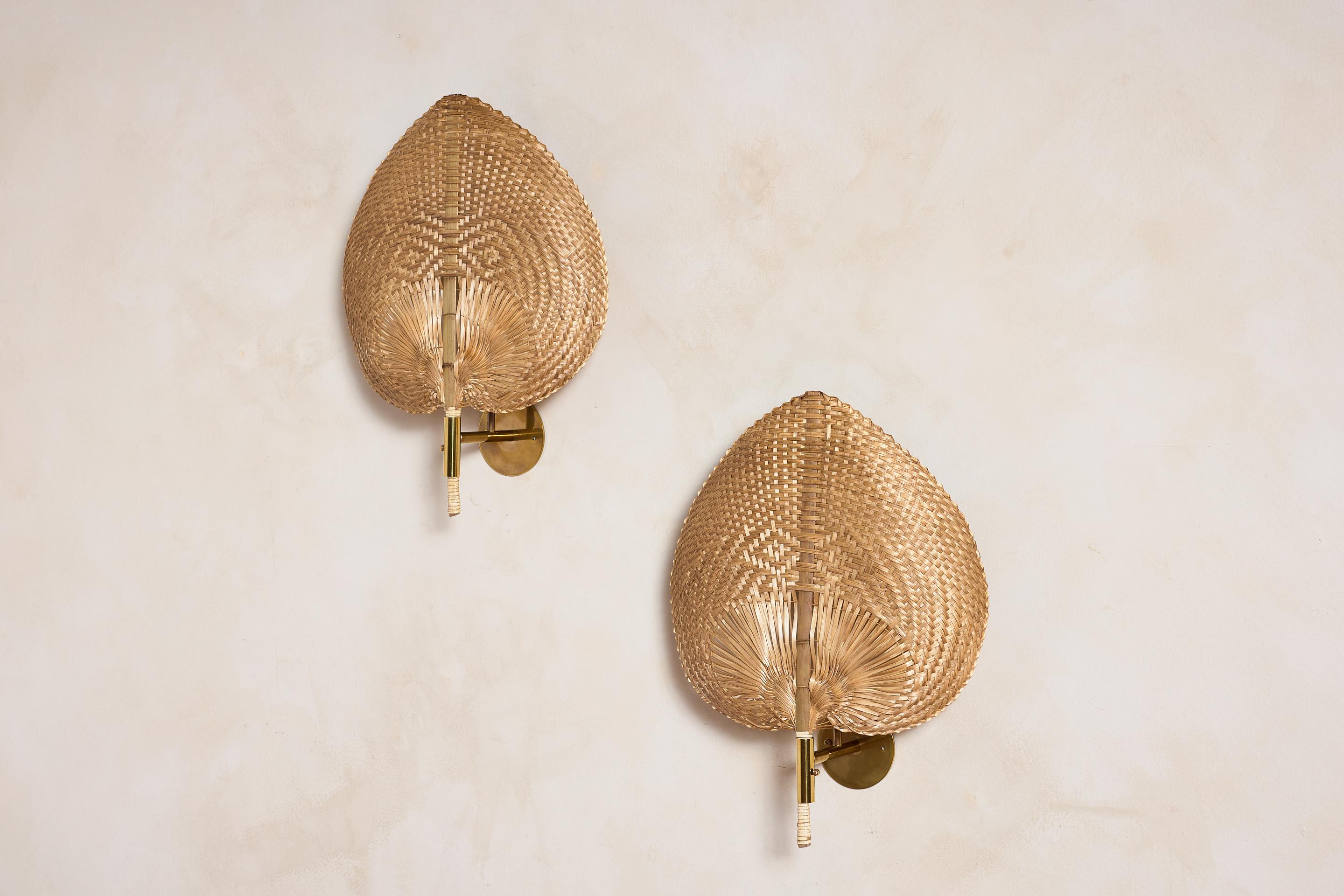 Appliques à éventail en rotin italien par Vivai del Sud Bon état - En vente à Beverly Hills, CA