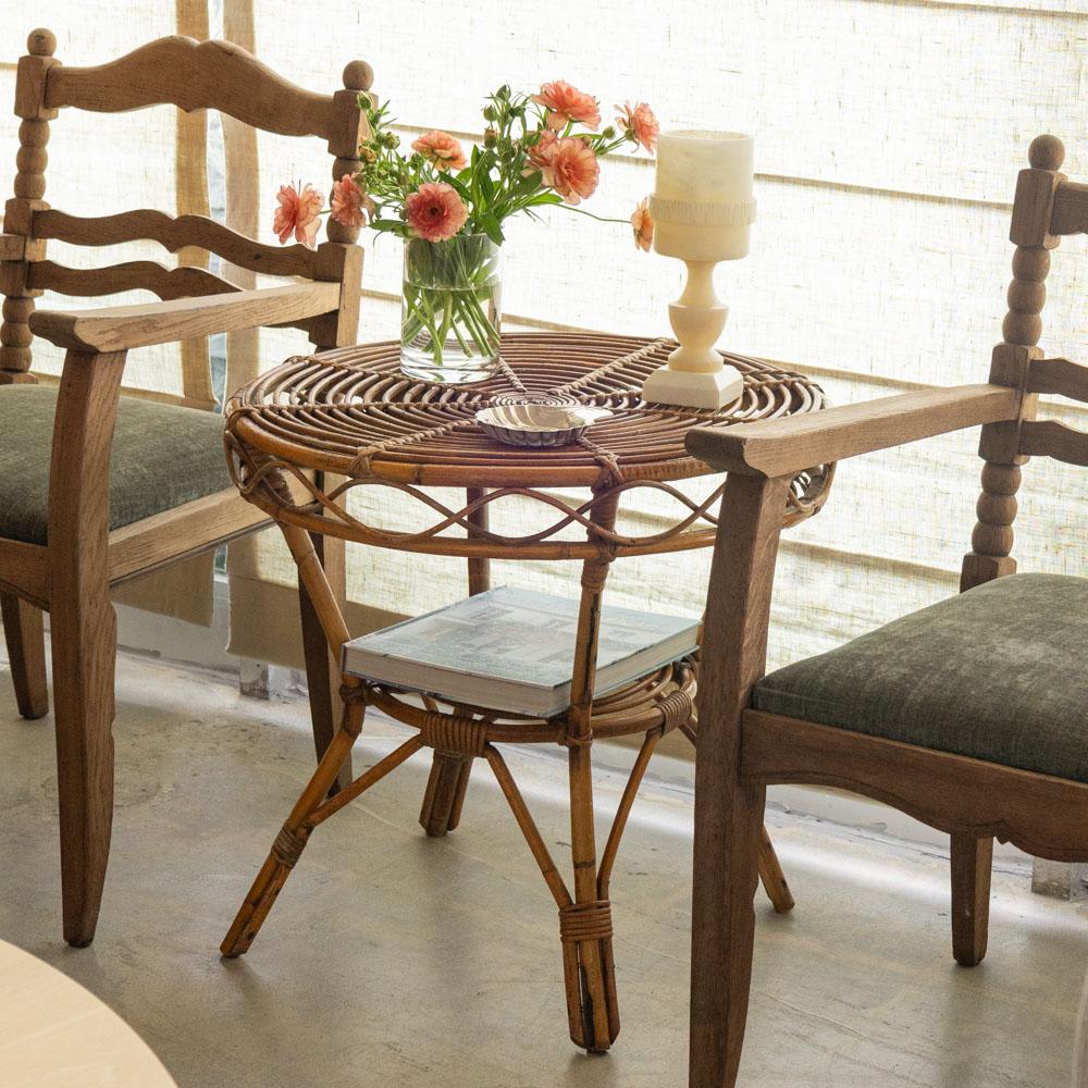 Italian Rattan Gueridon Table For Sale 12