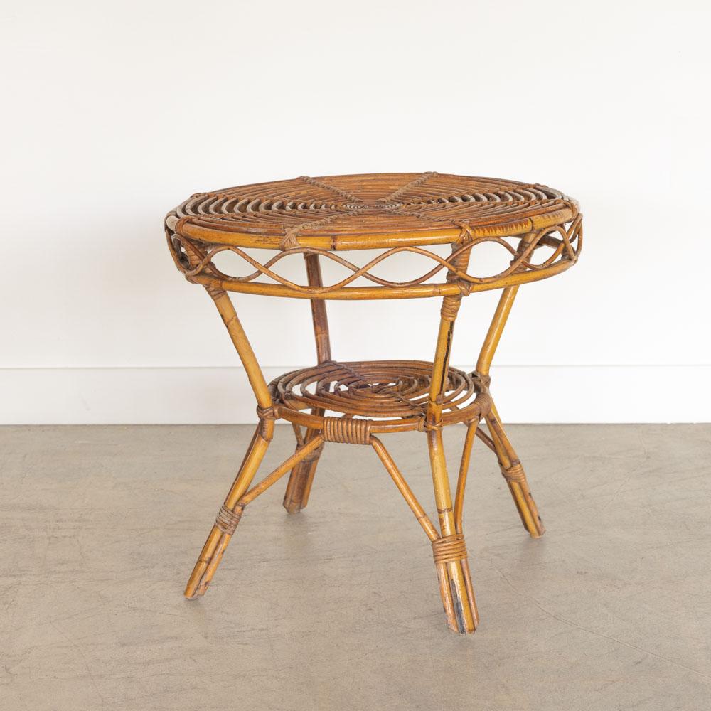 Italian Rattan Gueridon Table For Sale 2