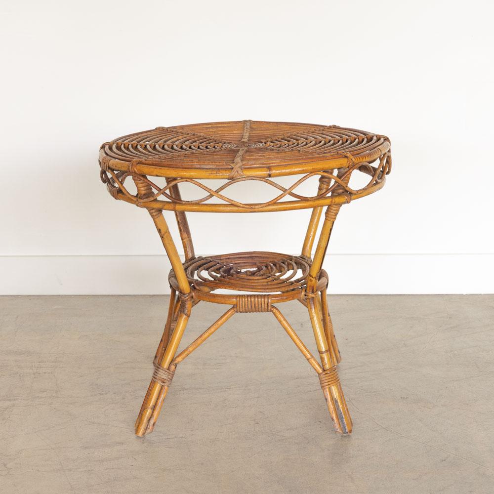 Italian Rattan Gueridon Table For Sale 3