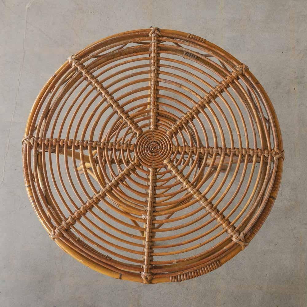 Italian Rattan Gueridon Table For Sale 4