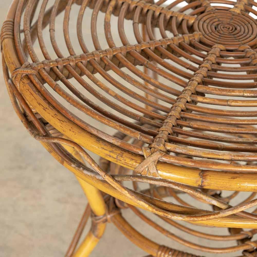 Italian Rattan Gueridon Table For Sale 5