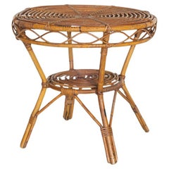 Italienischer Gueridon-Tisch aus Rattan