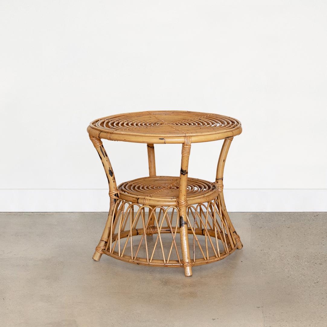 20th Century Italian Rattan Gueridon Table with Loop Detail