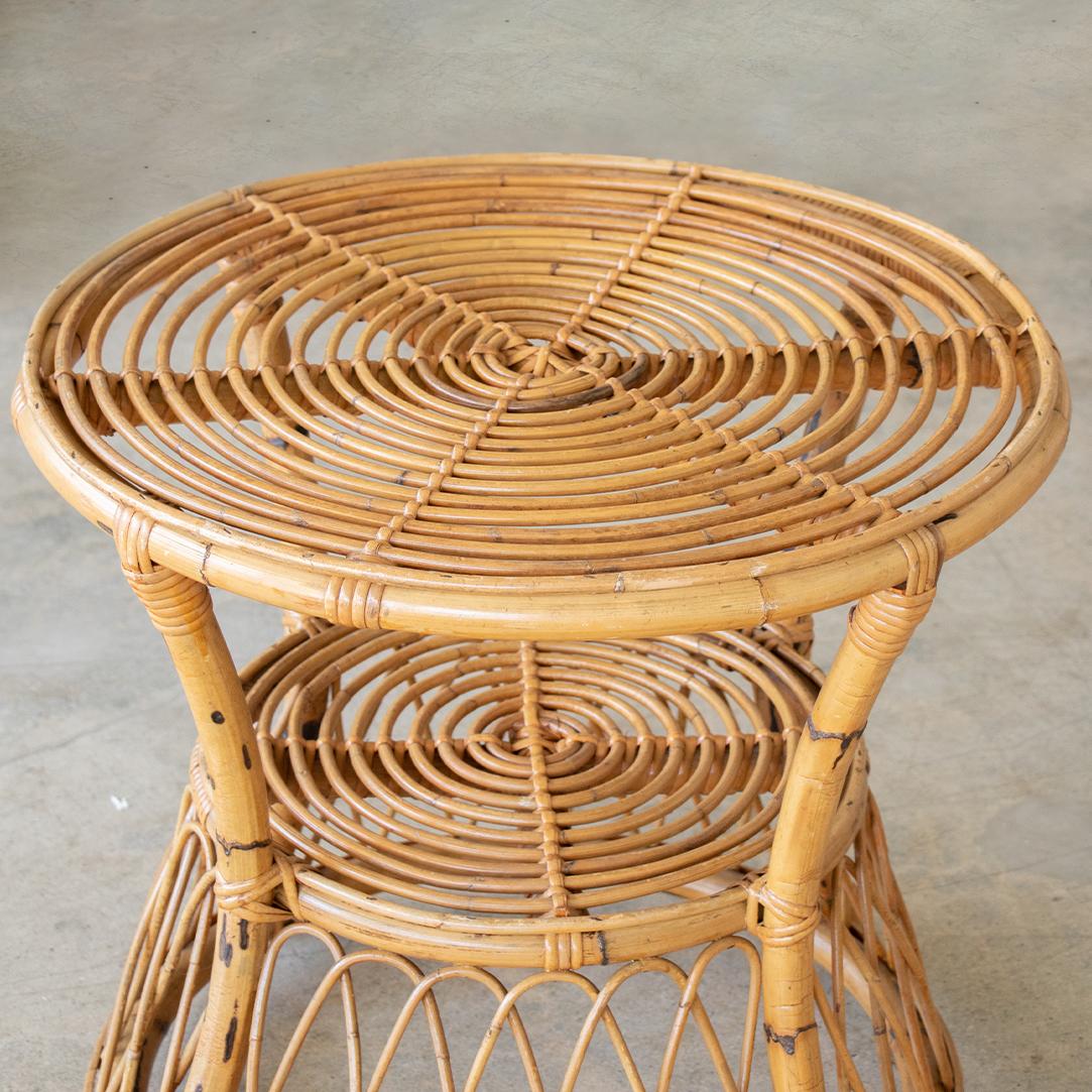 Italian Rattan Gueridon Table with Loop Detail 2
