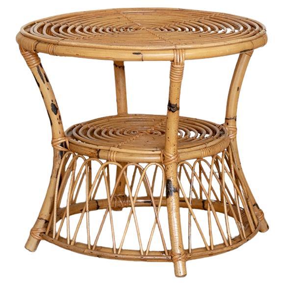 Italian Rattan Gueridon Table with Loop Detail