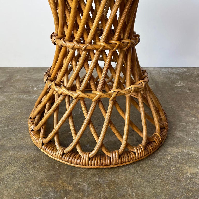Italian Rattan Hourglass Stool For Sale at 1stDibs