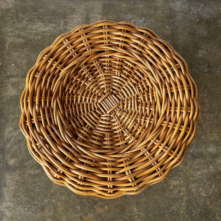 Italian Rattan Hourglass Stool For Sale at 1stDibs