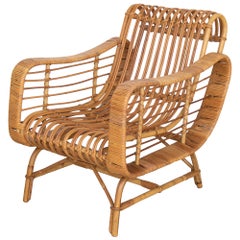 Retro Italian Rattan Lounge Chair