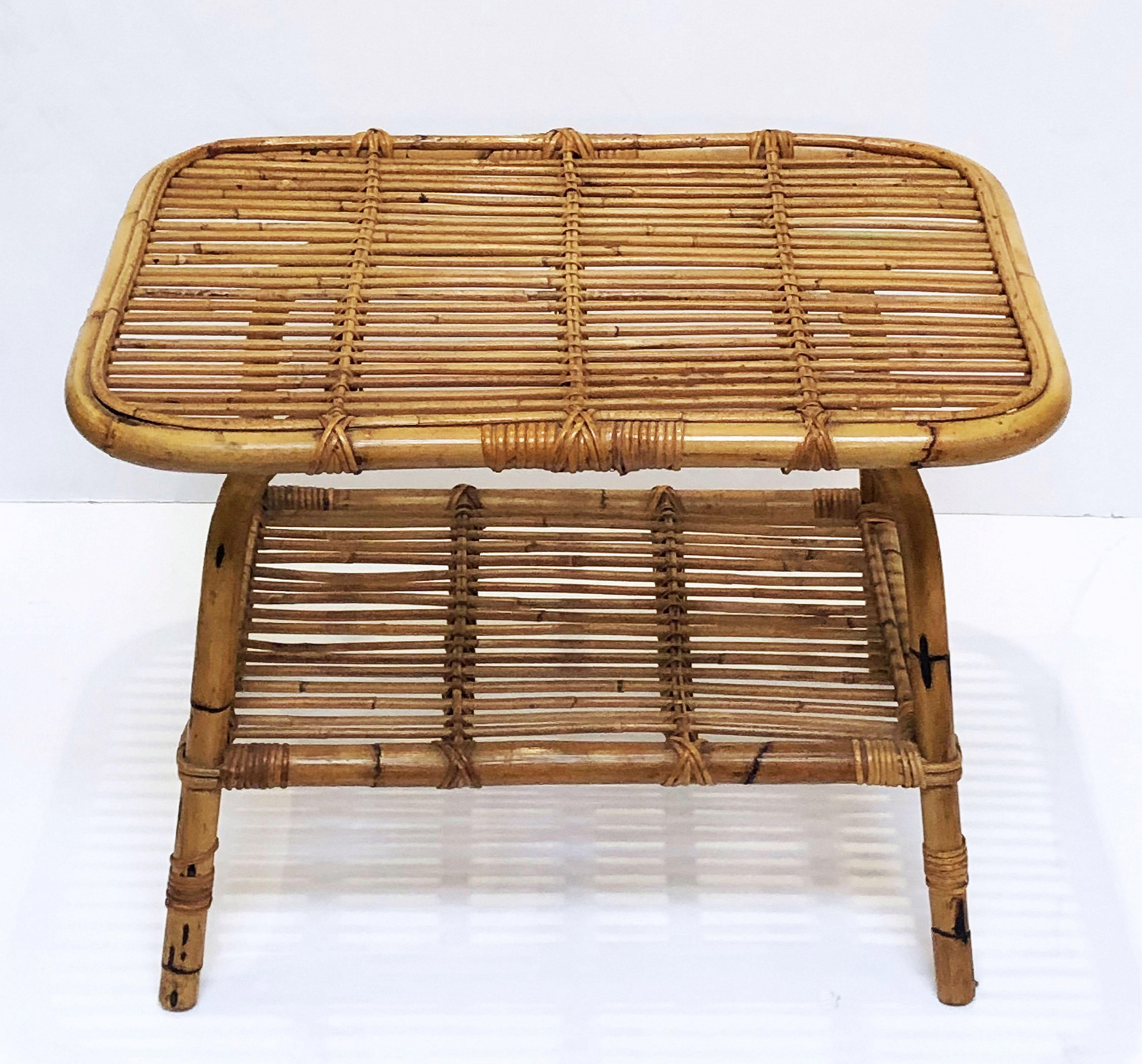 Italian Rattan Midcentury Accent Table of Cane and Bamboo 4