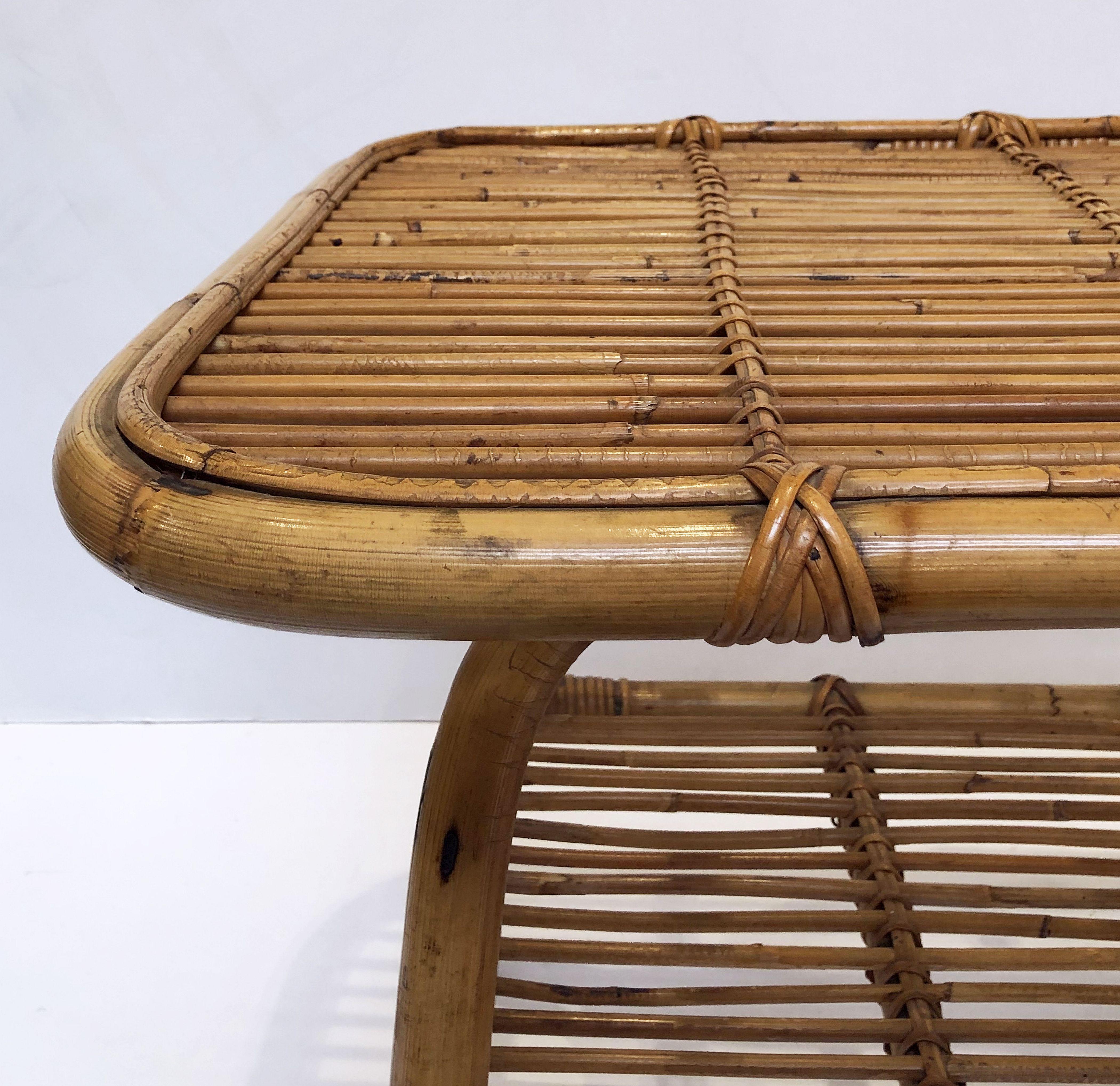 Italian Rattan Midcentury Accent Table of Cane and Bamboo 5