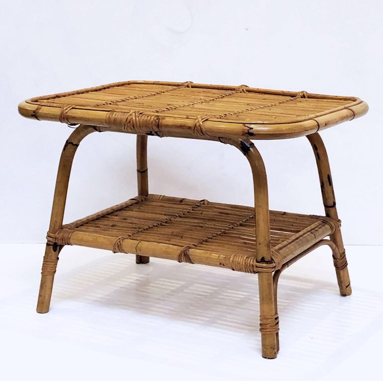 Italian Rattan Midcentury Accent Table of Cane and Bamboo at 1stDibs ...