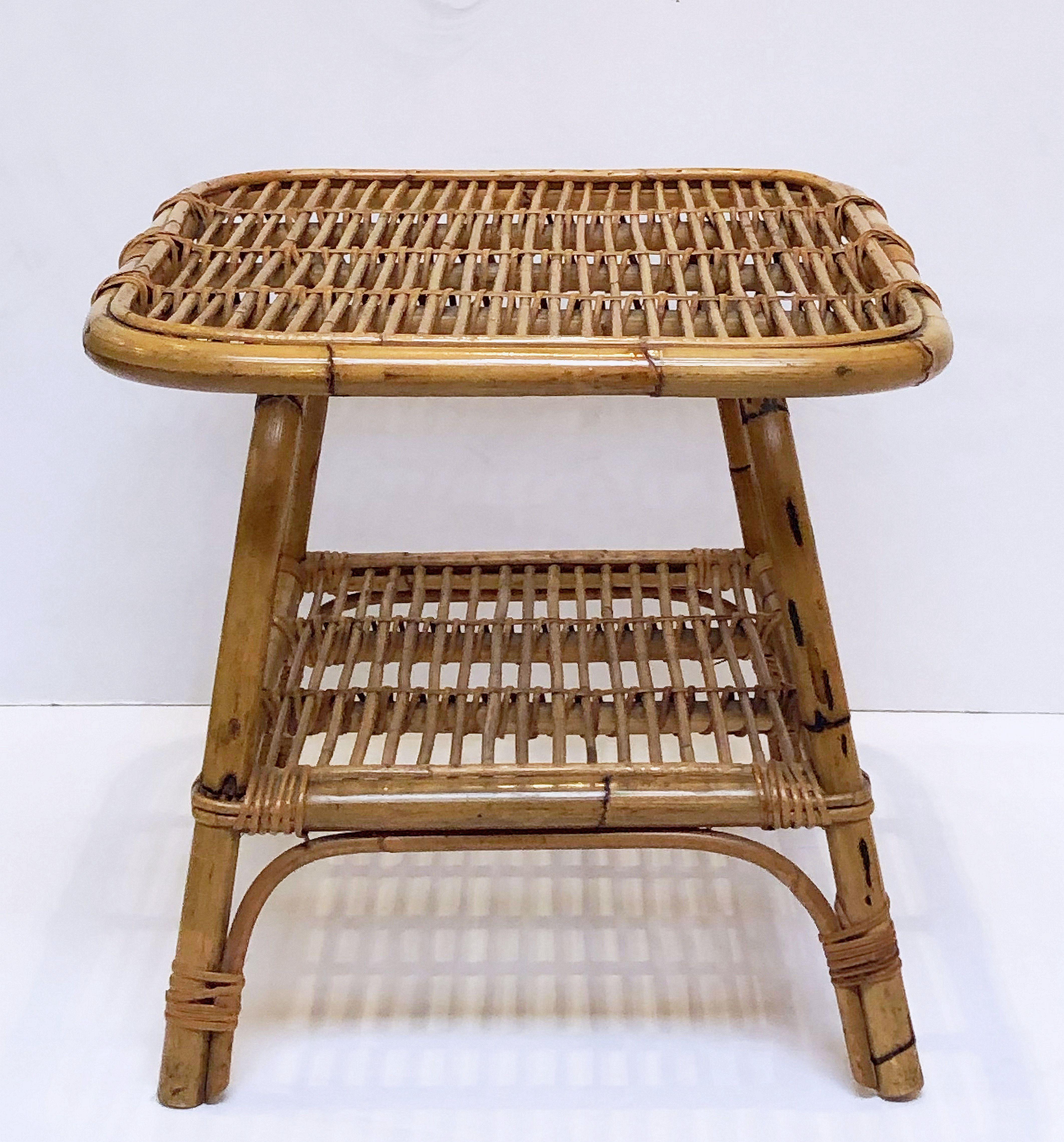 Italian Rattan Midcentury Accent Table of Cane and Bamboo 1
