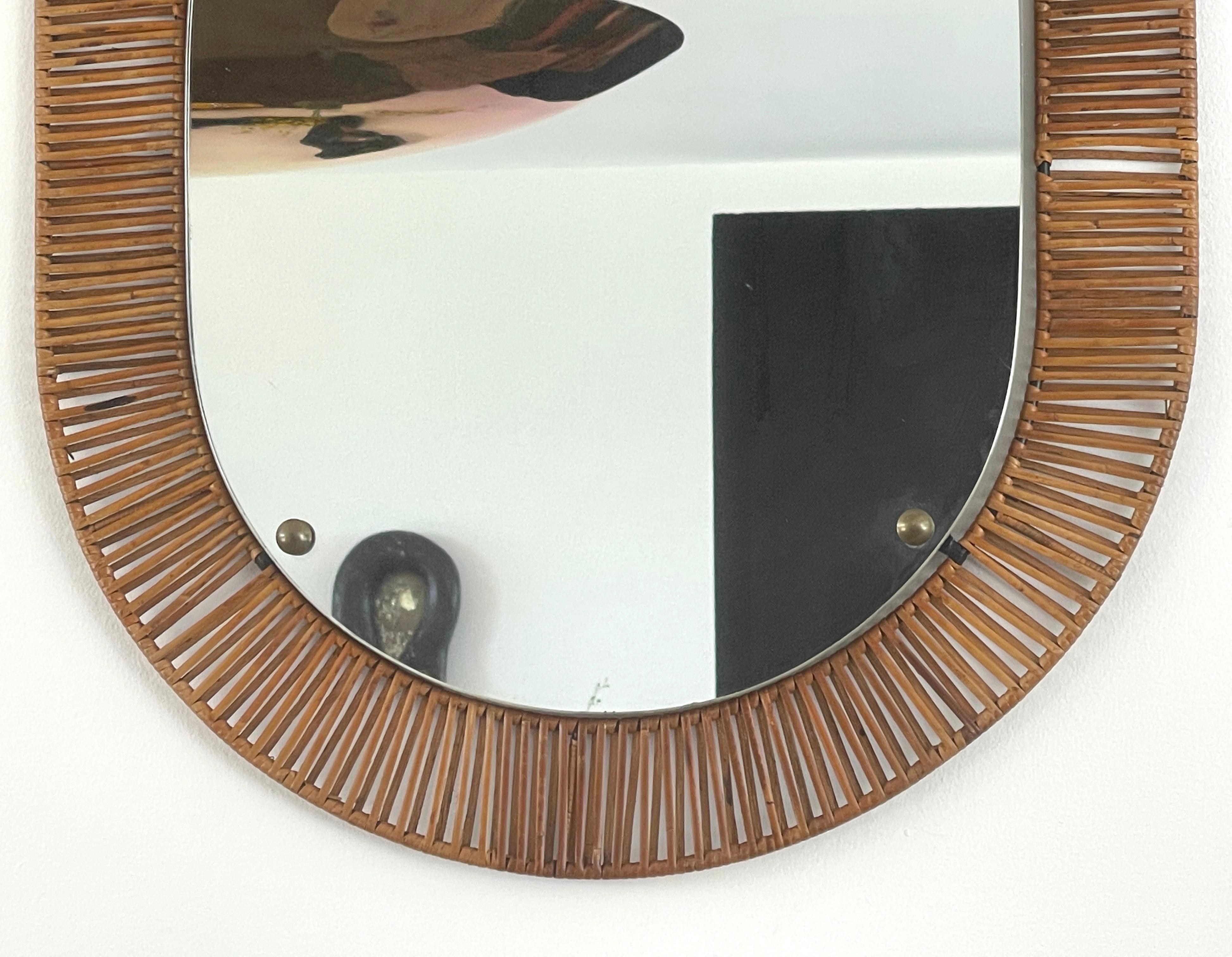 Mid-20th Century Italian Rattan Mirror For Sale