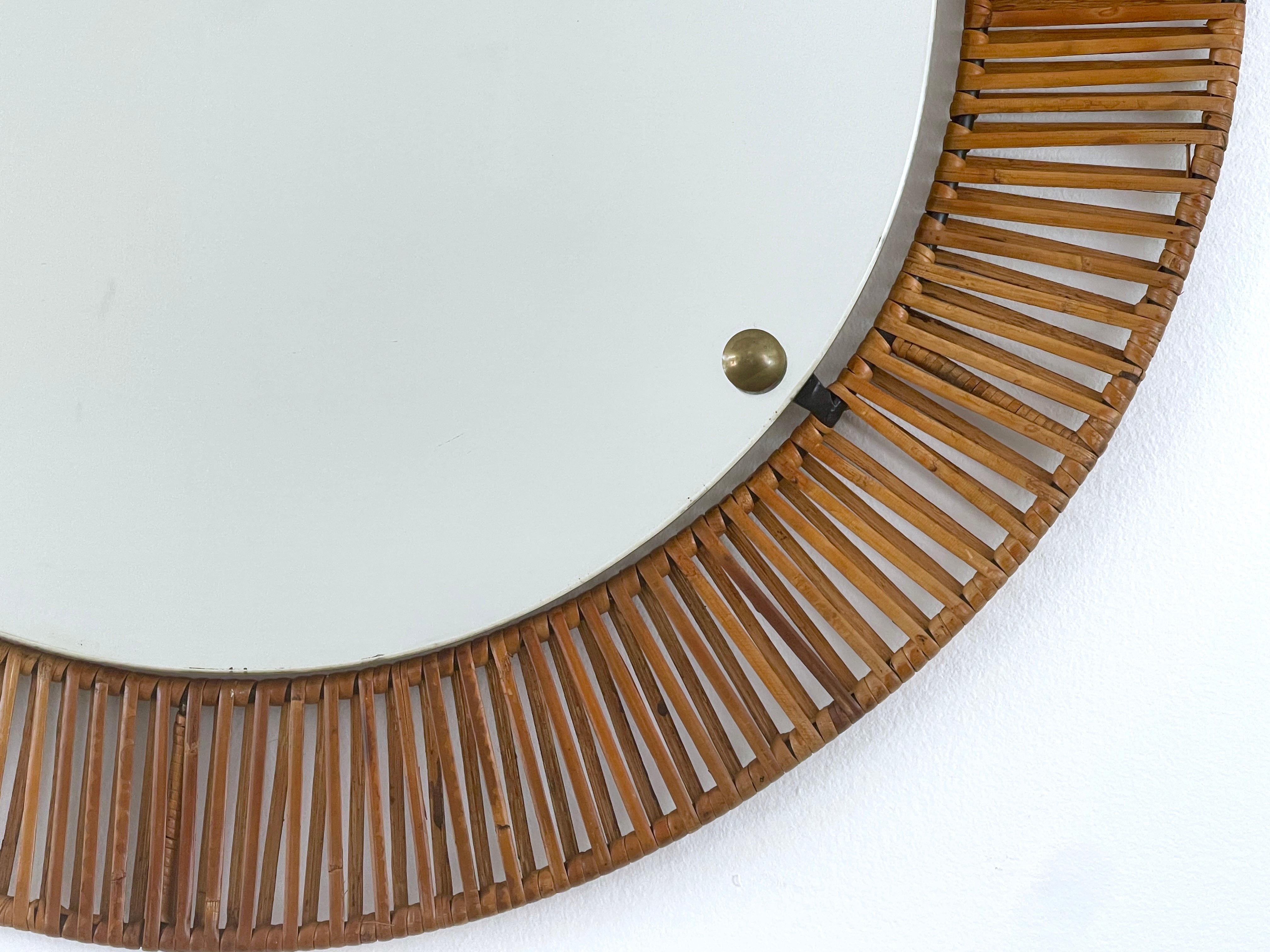 Italian Rattan Mirror For Sale 1