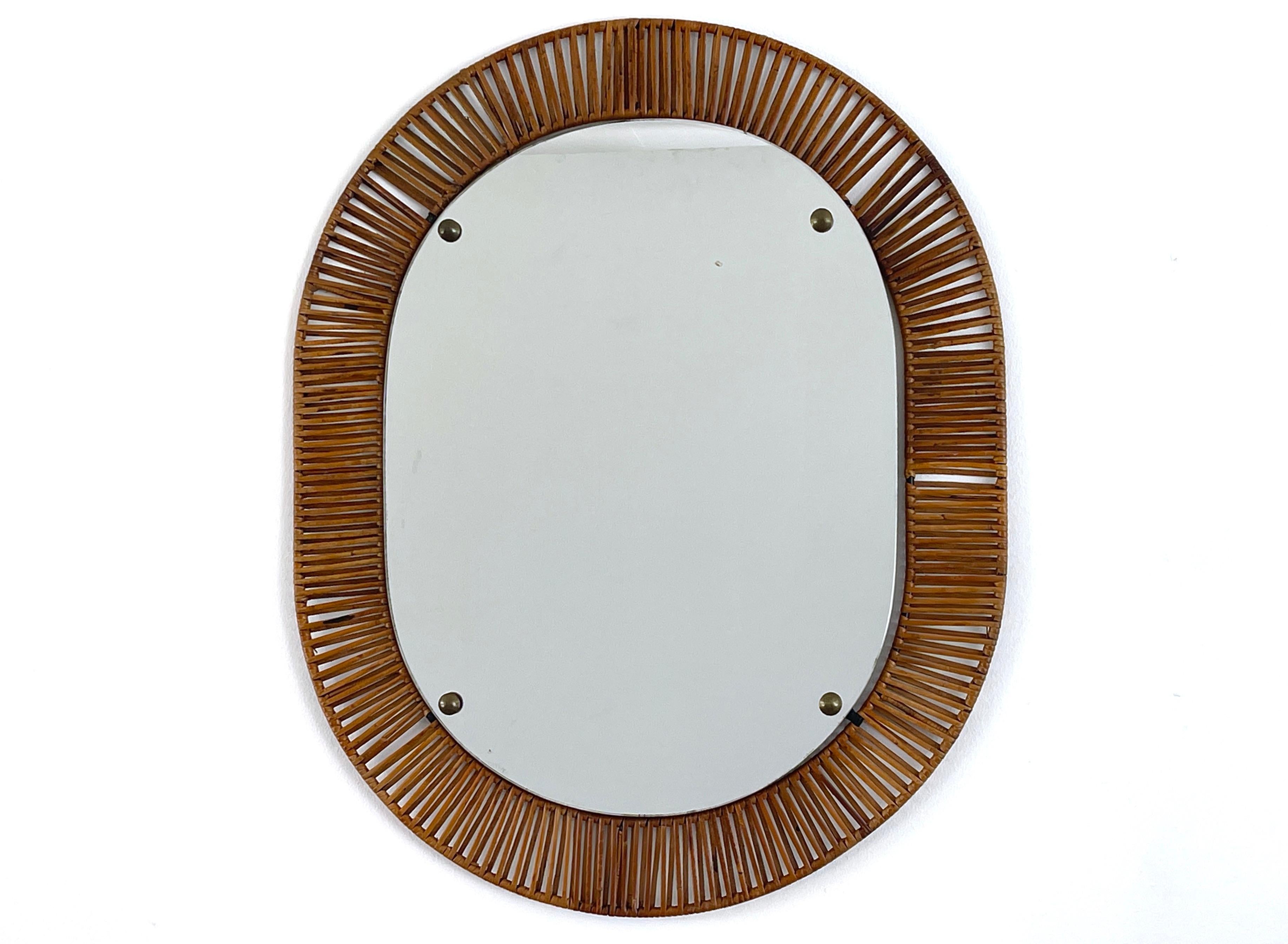 Italian Rattan Mirror For Sale 3